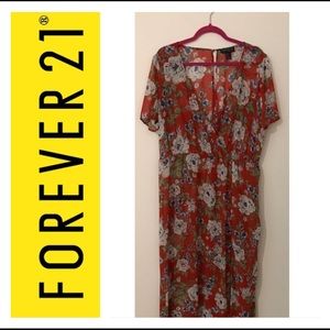 Forever 21+ Sheer Red Floral Maxi